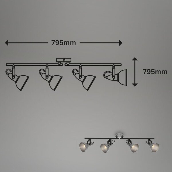 BRILO 2049044 Bodové svítidlo 79,5 cm 4x E14 max. 40W antická stříbrná (starý kód: BRILO 2049-044) - BRILO