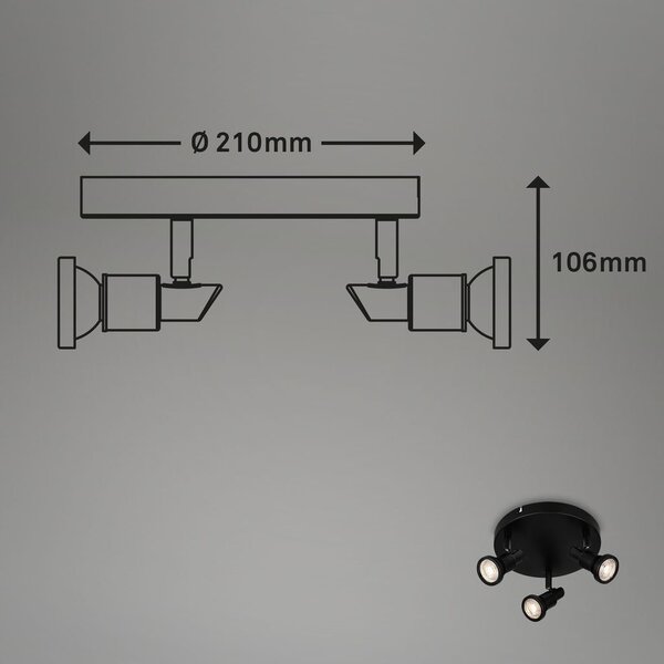 BRI 2992035R LED bodové svítidlo pr. 21 cm 3xGU10 4,8W 400lm černá (starý kód: BRI 2992-035R) - BRILONER