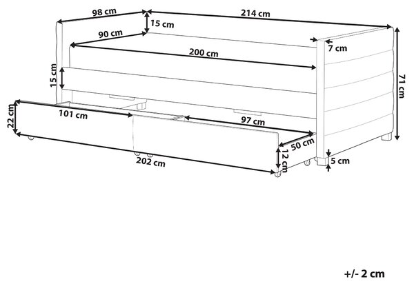 Denní postel s úložným prostorem Umělý samet MARRAY II 90 x 200 cm Černá