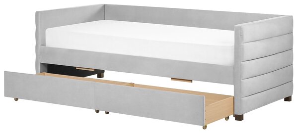 Sametová postel s úložným prostorem 90 x 200 cm šedá MARRAY