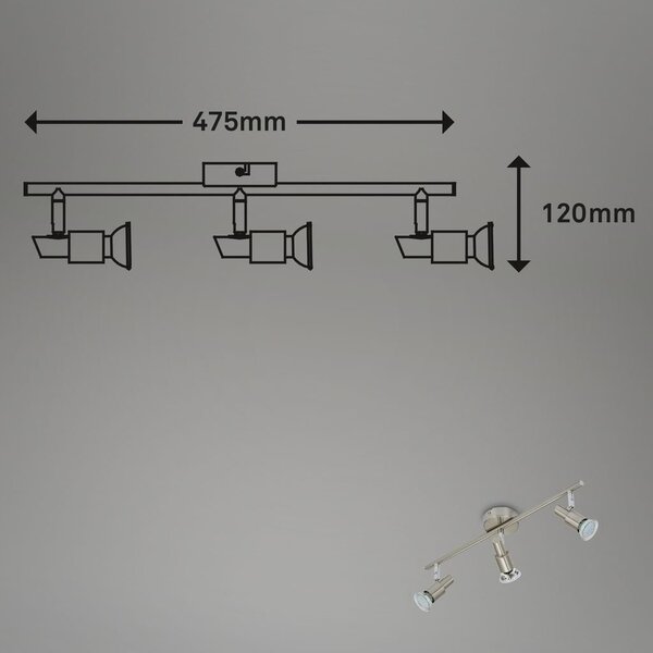 BRI 2907032 Bodové svítidlo 47,5 cm 3xGU10 9W 840lm matný nikl (starý kód: BRI 2907-032) - BRILONER