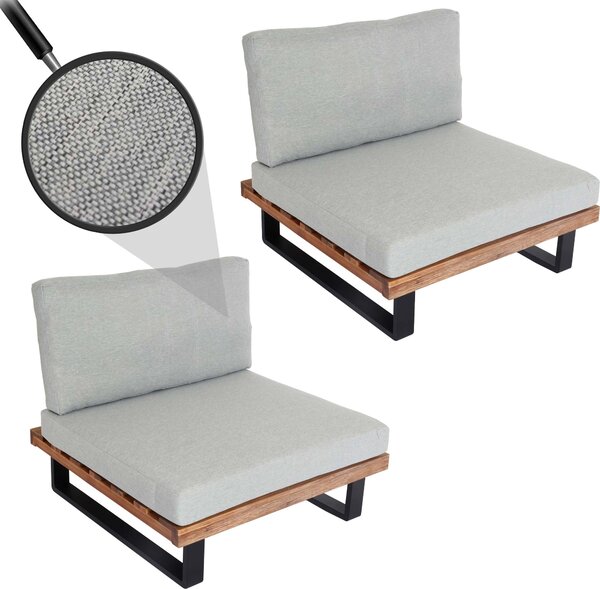 Sada 2 lounge kesel HWC-H54, zahradní křeslo, spun polyakátové dřevocertifikovaný hliník svtle hndá, svtle edé alounní