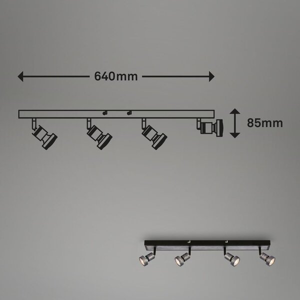 BRI 2927044 LED bodové svítidlo, 64 cm, 4x GU10, 4,9 W, 460 lm, antická stříbrná (starý kód: BRI 2927-044) - BRILONER