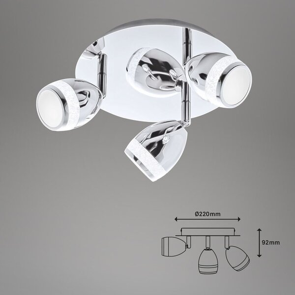 BRI 2995038R LED bodové svítidlo pr. 22 cm 3x4W 350lm chrom (starý kód: BRI 2995-038R) - BRILONER