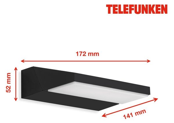 TF 312605TF TELEFUNKEN LED venkovní svítidlo 17,2 cm 10W 1200lm černá - BRILONER