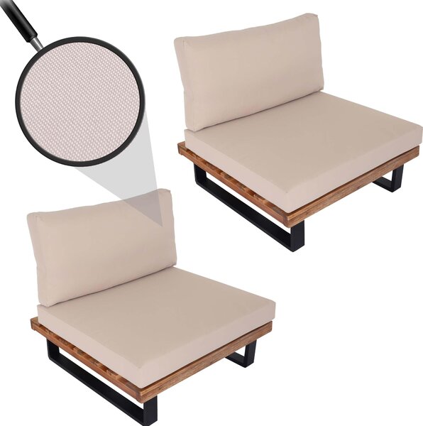 Sada 2 lounge kesel HWC-H54, zahradní křeslo, spun polyakátové dřevocertifikovaný hliník svtle hndá, béové alounní