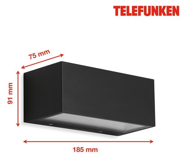 TF 314405TF TELEFUNKEN LED venkovní svítidlo 18,5 cm 6W 600lm černá - BRILONER