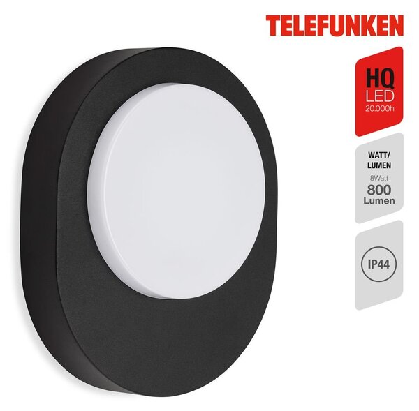 TF 312005TF TELEFUNKEN LED venkovní svítidlo 24,4 cm 8W 800lm černá - BRILONER