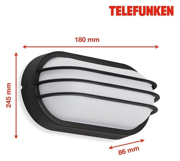 TF 315605TF TELEFUNKEN LED venkovní svítidlo 24 cm 12W 1200lm černá - BRILONER
