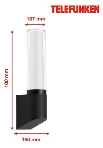 TF 311305TF TELEFUNKEN LED venkovní svítidlo 33,2 cm 8W 850lm černá - BRILONER