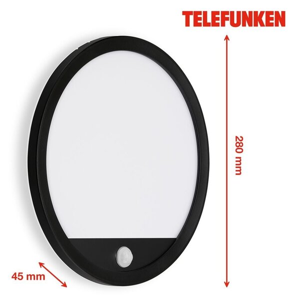 TF 313705TF TELEFUNKEN LED venkovní svítidlo pr. 28 cm 15W 2000lm černá - BRILONER