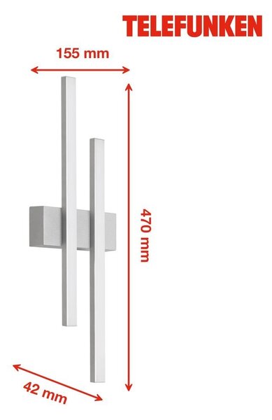 TF 313004TF TELEFUNKEN LED venkovní svítidlo 47 cm 2x8W 960lm stříbrná - BRILONER