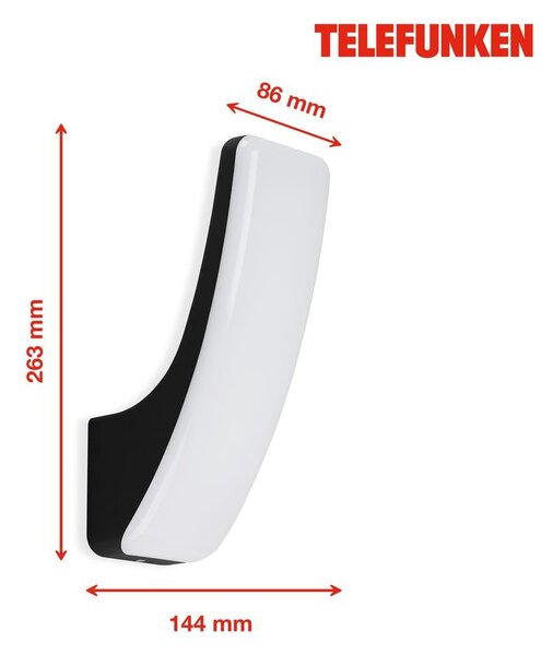 TF 311605TF TELEFUNKEN LED venkovní svítidlo 26,3 cm 15W 1800lm černá - BRILONER
