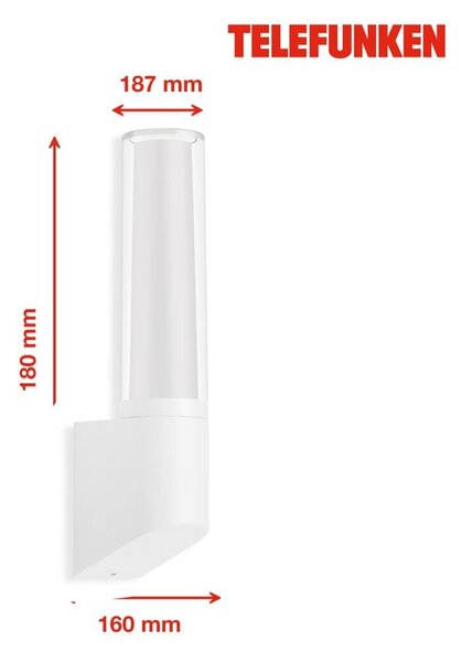TF 311306TF TELEFUNKEN LED venkovní svítidlo 33,2 cm 8W 850lm bílé - BRILONER