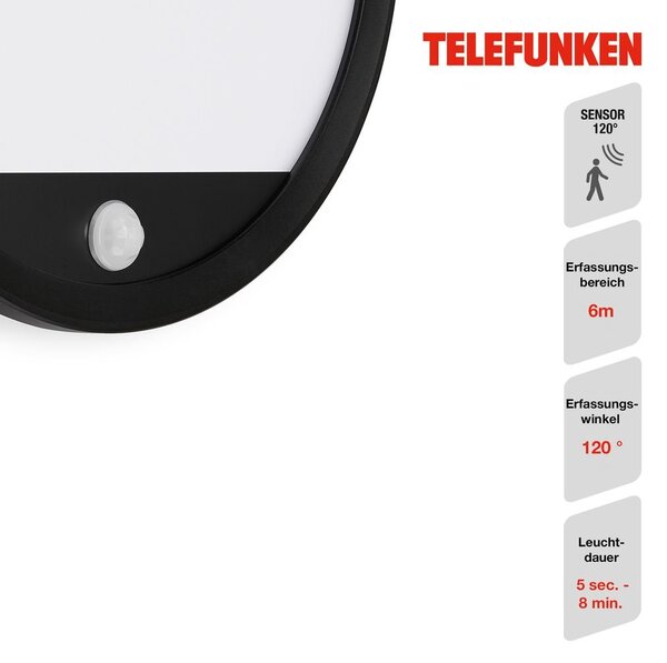 TF 313705TF TELEFUNKEN LED venkovní svítidlo pr. 28 cm 15W 2000lm černá - BRILONER