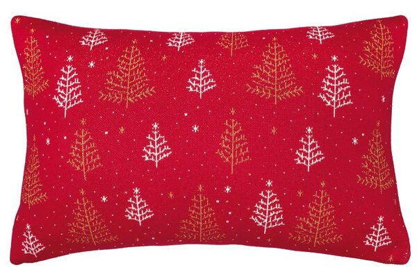 Pletený povlak DESIGN LUREX stromky červenozlatá 40 x 60 cm