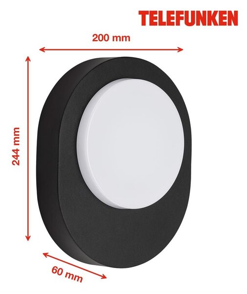 TF 312005TF TELEFUNKEN LED venkovní svítidlo 24,4 cm 8W 800lm černá - BRILONER