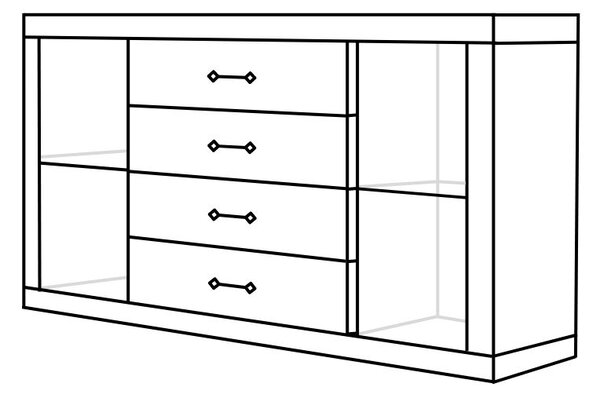 Komoda INES K2D4SZ, 135x90x40, dub artisan/černá