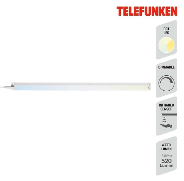TF 202706TF TELEFUNKEN CCT svítidlo pod skříňku s čidlem, 50 cm, 5,5 W, 520 lm, bílé - BRILONER