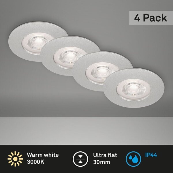 BRILO 7998-044 LED vestavná svítidla, pr.9 cm, 4x LED, 4,9 W, 480 lm, matný chrom - BRILO