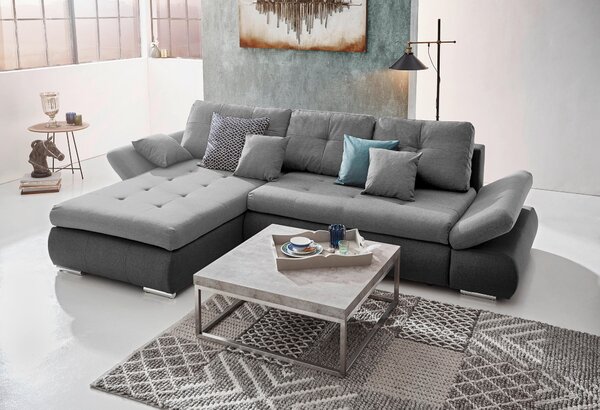 ROHOVÁ SEDAČKA, textil, světle šedá, tmavě šedá Carryhome - Sedací soupravy