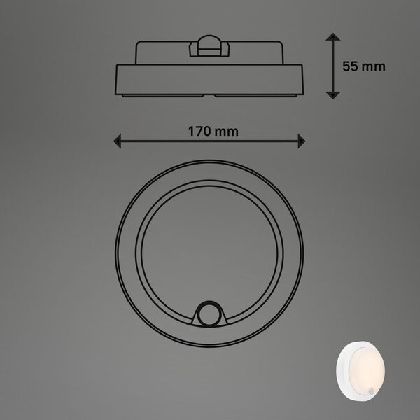 BRILO 3765016 nabíjecí LED svítidlo s pohybovým a soumrakovým senzorem, 17 cm, 4W, 700lm, bílé - BRILO