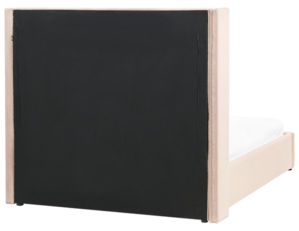 Postel s úložným prostorem Umělý samet LUBBON 140 x 200 cm Béžová