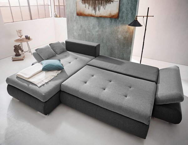 ROHOVÁ SEDAČKA, textil, světle šedá, tmavě šedá Carryhome - Sedací soupravy
