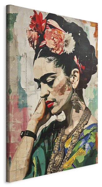 Frida Kahlo - A Colorful Portrait of a Woman on a Cracked Wall [Large Format]
