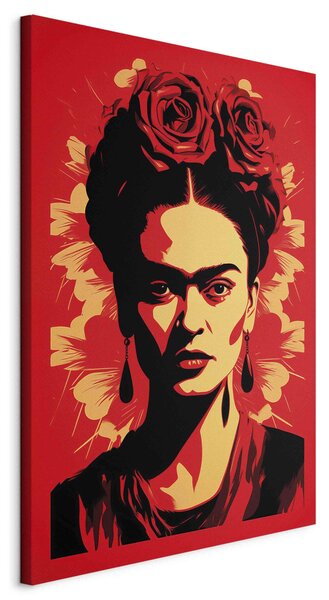 Frida Kahlo - Portrait With Roses on Head on Red Background [Large Format]