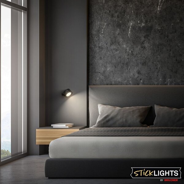 BRI 3896015 Tari nástěnné bodové svítidlo - 1,6W, 160lm, LED, nabíjecí, CCT, stmívatelné, bezdrátové, černá - BRILONER