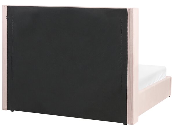 Postel s úložným prostorem LUBBON Umělý samet Pastelově růžová 160 x 200 cm
