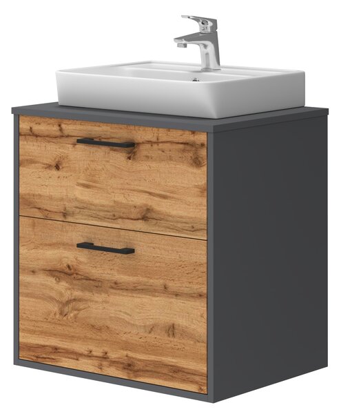 Lavedo Afina Neon Grey/Wotan Oak 60 koupelnová skříňka s umyvadlem