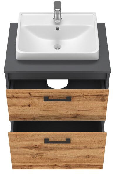 Lavedo Afina Neon Grey/Wotan Oak 60 koupelnová skříňka s umyvadlem