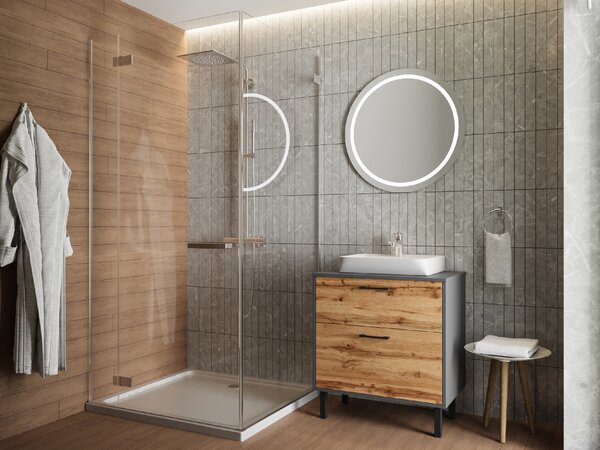 Lavedo Afina Neon Grey/Wotan Oak 80 koupelnová skříňka s umyvadlem