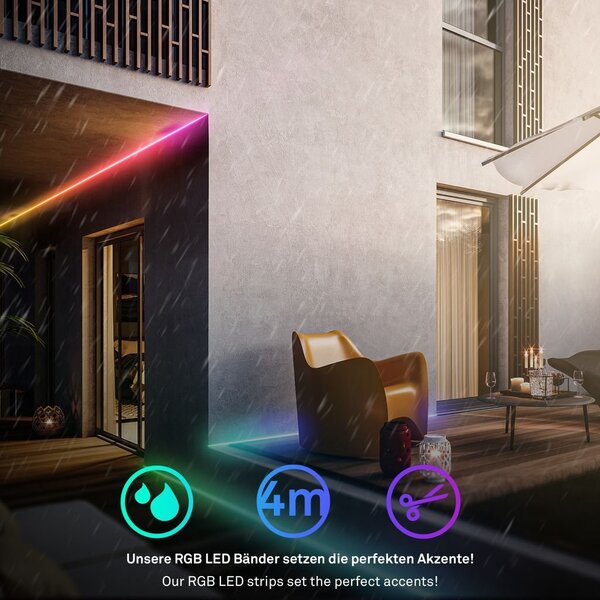 BRI 2167384 Pimp Your Stripe prodlužovací sada LED Strip 4m, IP44 venkovní, WiFi, RGB+W - BRILONER