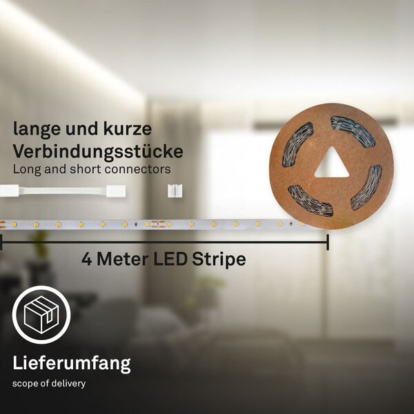 BRI 2156224 Pimp Your Stripe prodlužovací sada LED Strip 4m, teplá bílá, zkratitelná, On/Off - BRILONER