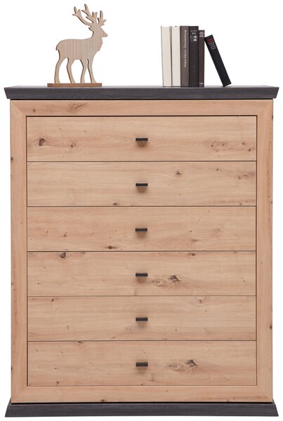 KOMODA, tmavě šedá, dub artisan, 95/115/43 cm Hom`in - Široké komody