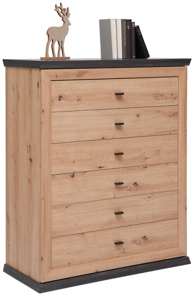 KOMODA, tmavě šedá, dub artisan, 95/115/43 cm Hom`in - Široké komody
