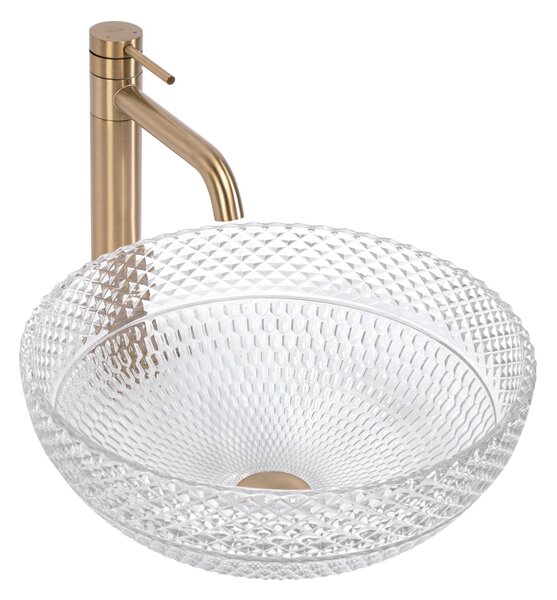 Rea Sue, skleněné umyvadlo na desku 400x400x165 mm, čirá, REA-U4702
