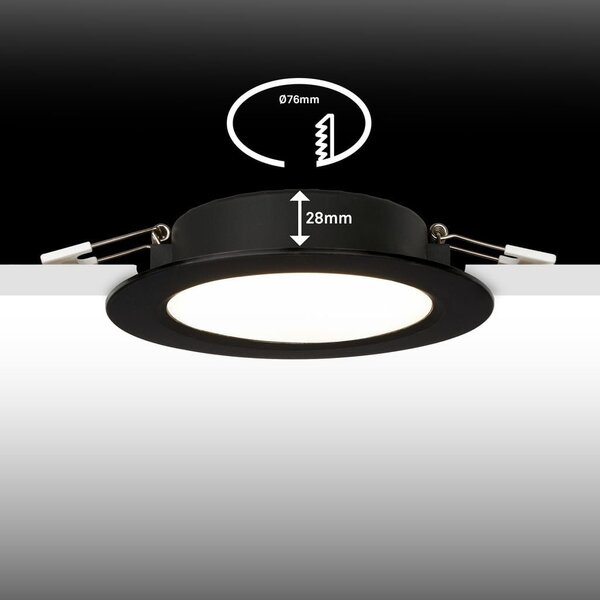 BRI 7992035 Jeft vestavná svítidla 76mm 3ks sada - 230V, 3W, 330lm, LED, neutrální bílá, černá - BRILONER