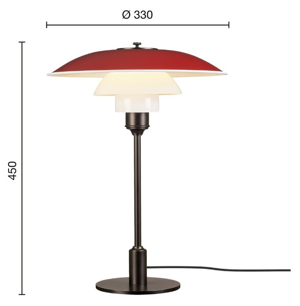 Stolní lampa PH 3½-2½ "Metal Red" Louis Poulsen