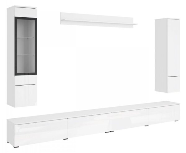 Nábytek do obývacího pokoje Sawoti VIII + LED, Barva: bílá / bílý lesk 5903211513930