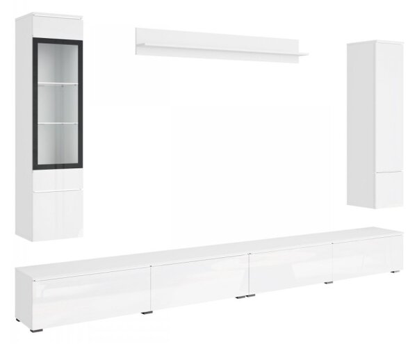 Nábytek do obývacího pokoje Sawoti VIII + LED, Barva: bílá / bílý lesk 5903211513930
