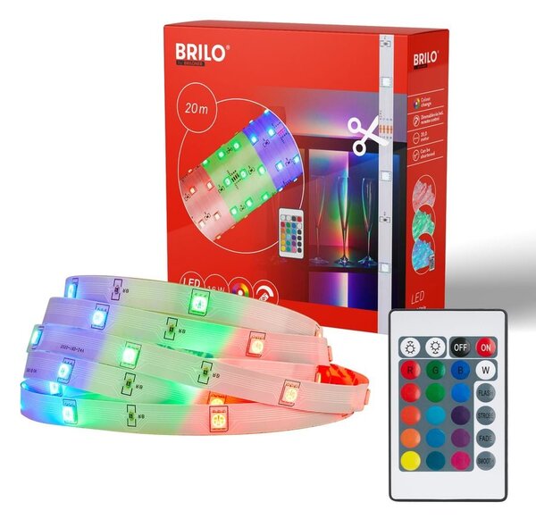BRILO 2323360 LED Strip 20m, dálkový ovladač, RGB barevné módy, bílé - BRILO