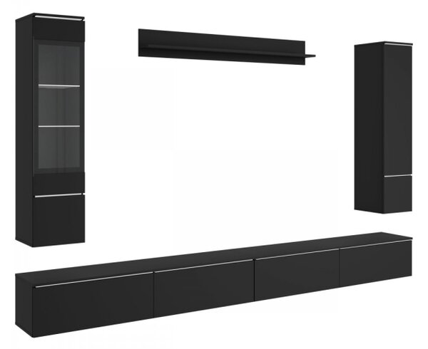 Nábytek do obývacího pokoje Sawoti VIII + LED, Barva: černý grafit 5903211513947