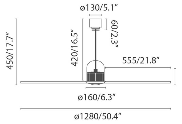FARO DECO FAN M, černá/dřevo, stropní ventilátor s DC motorem