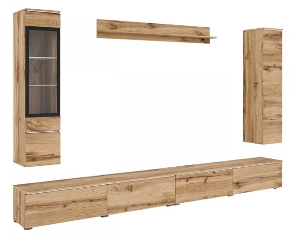 Nábytek do obývacího pokoje Sawoti VIII + LED, Barva: wotan 5903211513954