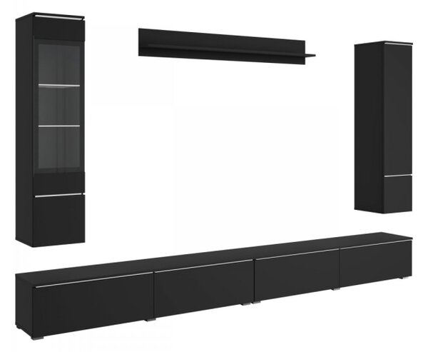 Nábytek do obývacího pokoje Sawoti VIII + LED, Barva: černý grafit 5903211513947