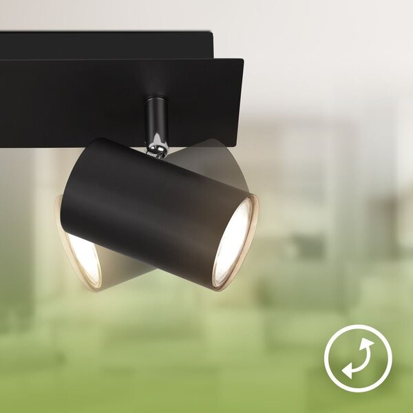 BRILO 2840025 Isil A LED stropní bodové svítidlo, třída A, 2-ramenné, 50.000h, nastavitelné, černá - BRILO